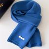 Korean Style New Versatile Solid Color Pure Wool Scarf for Women Autumn and Winter Warm Knitted Scarf Fashionable Versatile Scarf