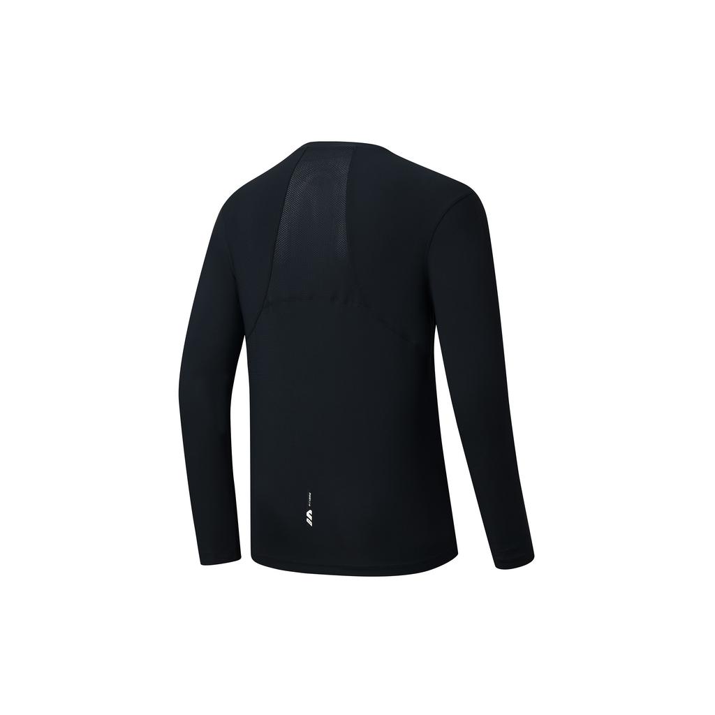 SAUCONY Solid Color Logo Round Neck Pullover Running Knit Quick-Dry Skin-Friendly Breathable Long Sleeve T-Shirt Men Tops Black SC2230118A-BK01