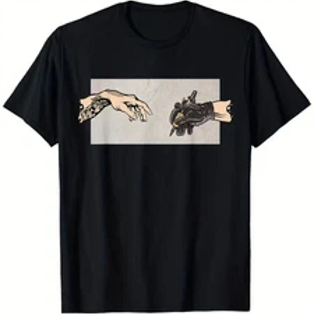 Unisexs Casual Black T Shirt For Summer Featuring A Bohemian Tattoo Ar Vintage Stretched Slightly Breathable