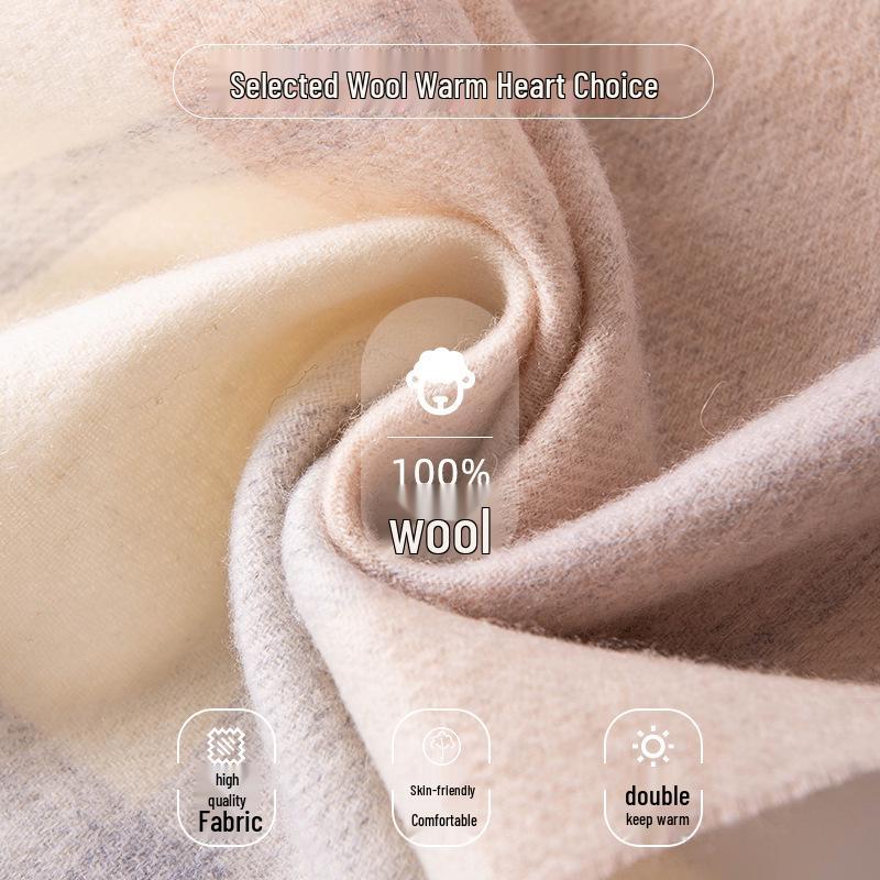 Elegant 100% Wool Tassel Scarf: Stylish Neck Warmer & Sunshade