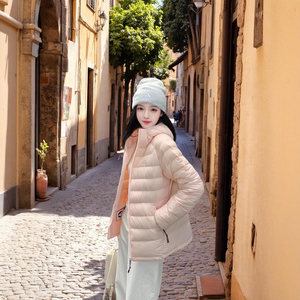 New national standard white duck down ribs down jacket women's winter new light and thin small hooded short coat