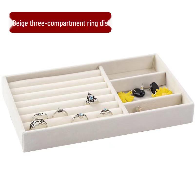 Velvet Jewelry Display Tray: Ring & Bracelet Organizer with Inner Storage