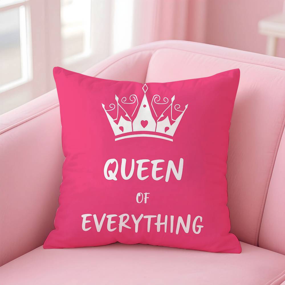 

Letter Queen And King Pillow Case Safe Custom Photo Pillow, Anti-fade Brushed Fleece Cushion, Maternal & Infant Safe. 16x16in 40x40cm
