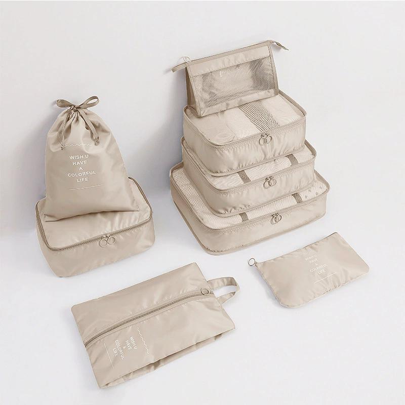 7 Stück/Set Reiseaufbewahrungsbeutel-Set Reisekleidungsaufbewahrungsbeutel Gepäckorganizer-Taschen Toilettenartikel Schuh Kleidung Unterwäsche Sortierbeutel