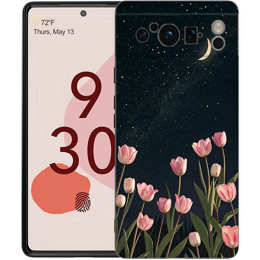 

Розовый тюльпан Цветок Сердце Любви Чехол для Телефона Для Google Pixel 10 9 8 7 Pro 9A 8A 7A 6A 6 Pro XL Мягкий ТПУ Бампер Черный Чехол Pixel 6 Pro