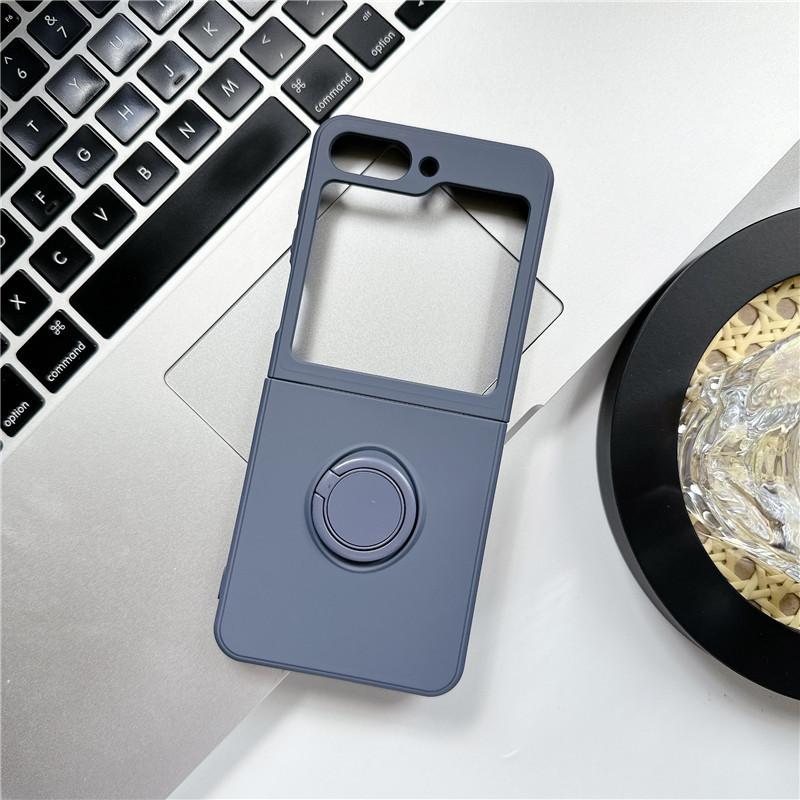 Applicable To Samsung Zflip7 Liquid Silicone Zflip6 Ring Mobile Phone Case Zflip4 Folding Screen Protective Case Foreign Trade