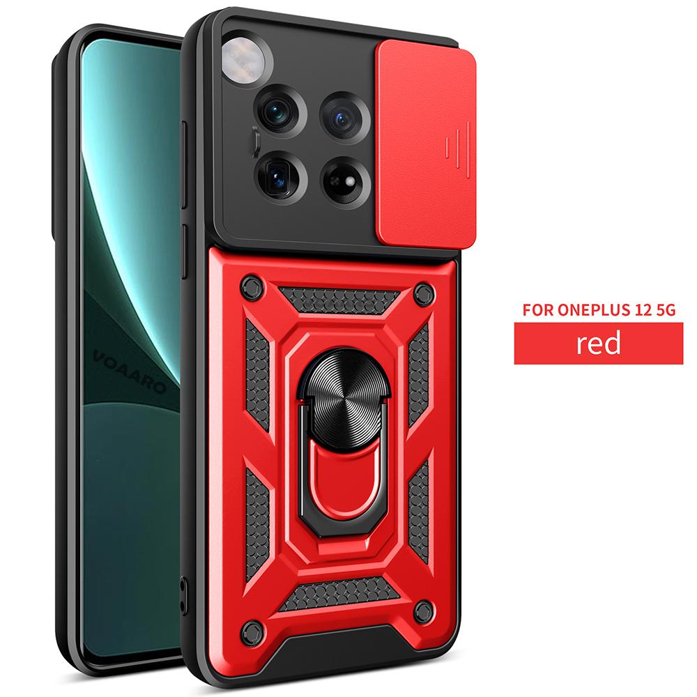 Slide Lens Camera Protection Funda for Oneplus 12 Case for Oneplus 12 Armor Case Magnetic Ring Stand Cover Shockproof Back Capa