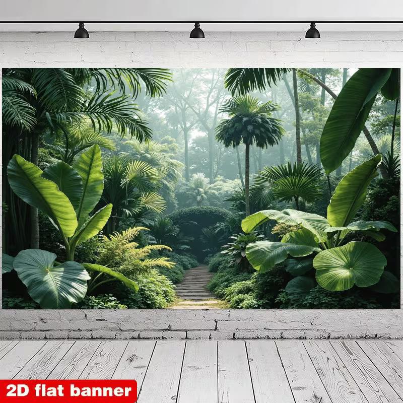 2D Lush Jungle Garden Backdrop Photography Background Banner