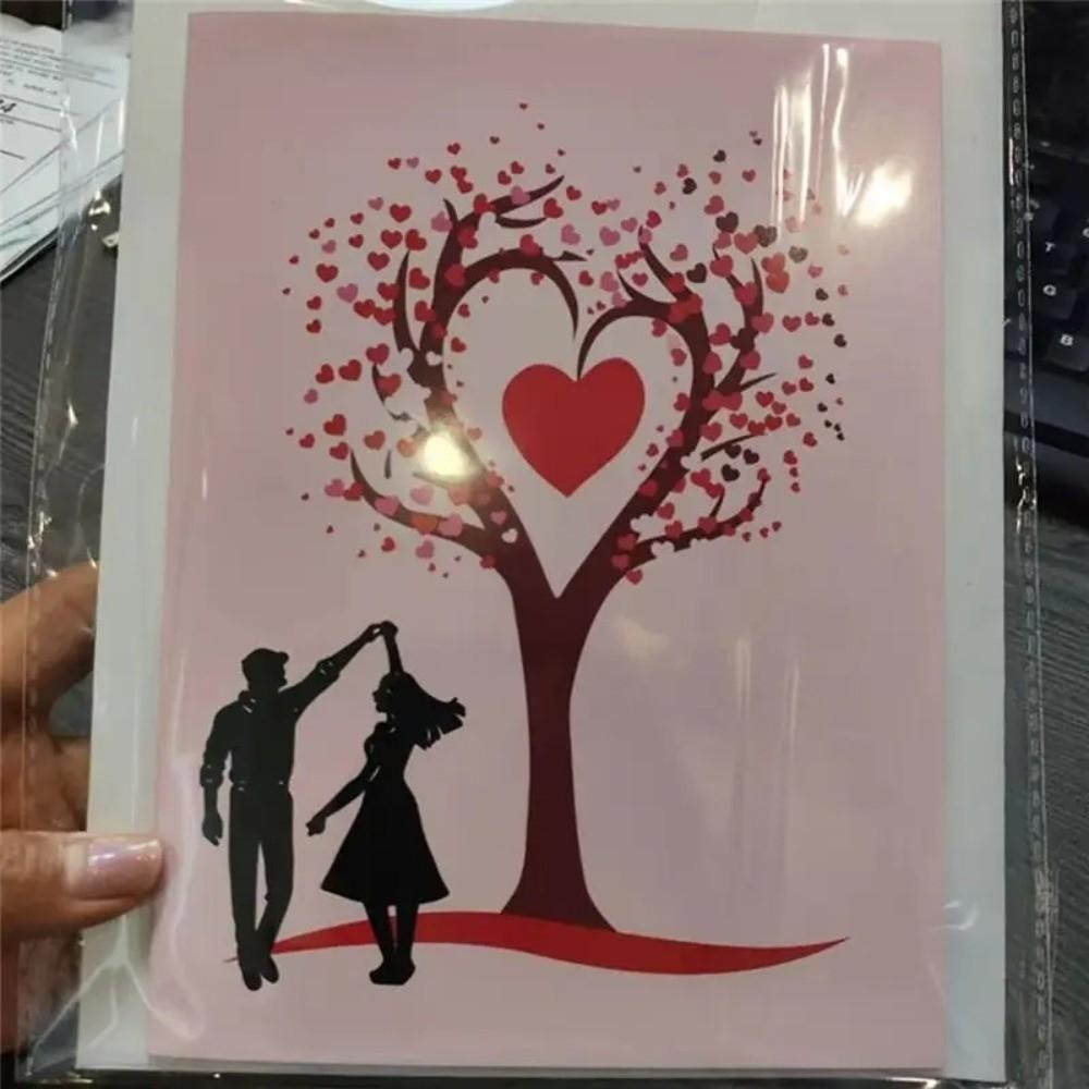 Elegant 3D Heart Tree Greeting Card Paper Sculpture Wedding Blessing Card  Party Accessories