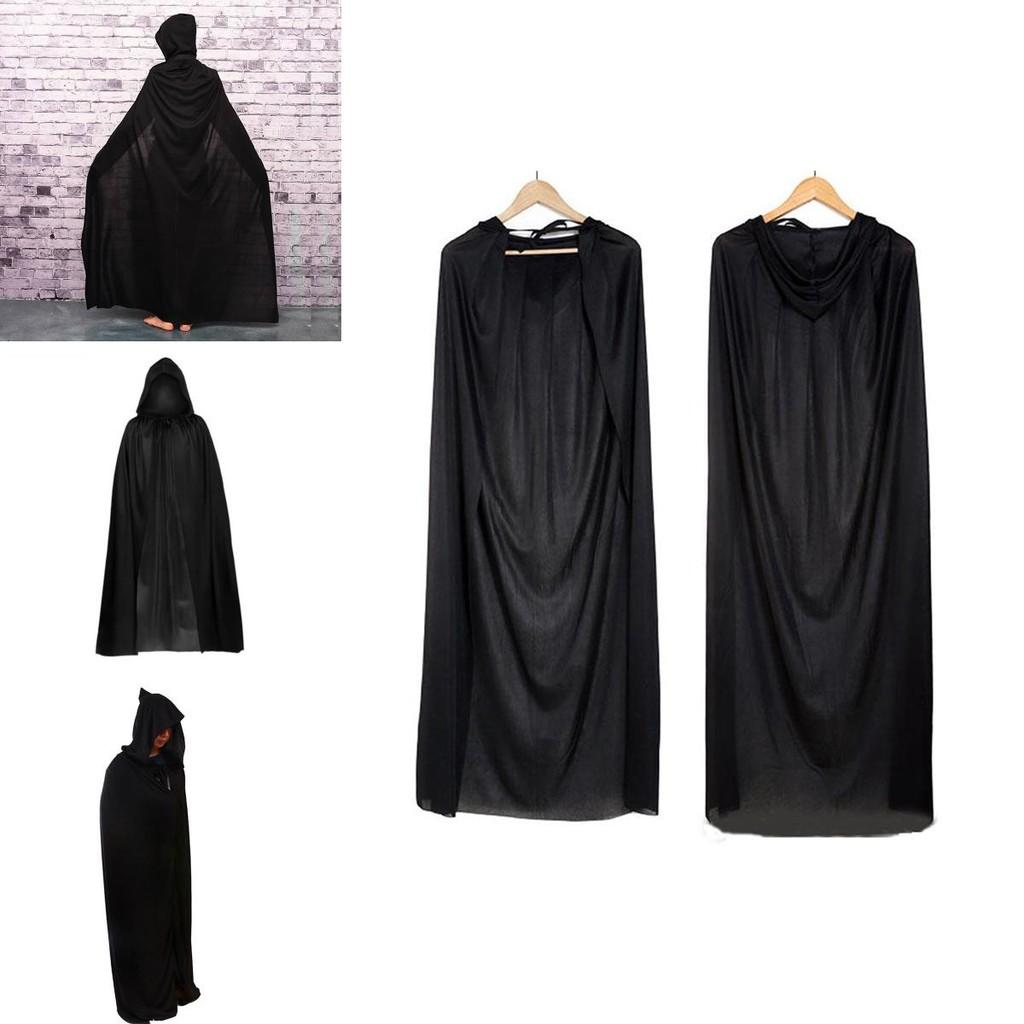 Cape d'Halloween Cosplay Faucheur Vampire Sorcière Magicien Robe Fête Adulte Enfants Cape Légère Noire