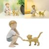 2Pcs/set Resin Crafts Boy Cat Figurines Hand-Painted Hand Carving Sculpture  Desktop