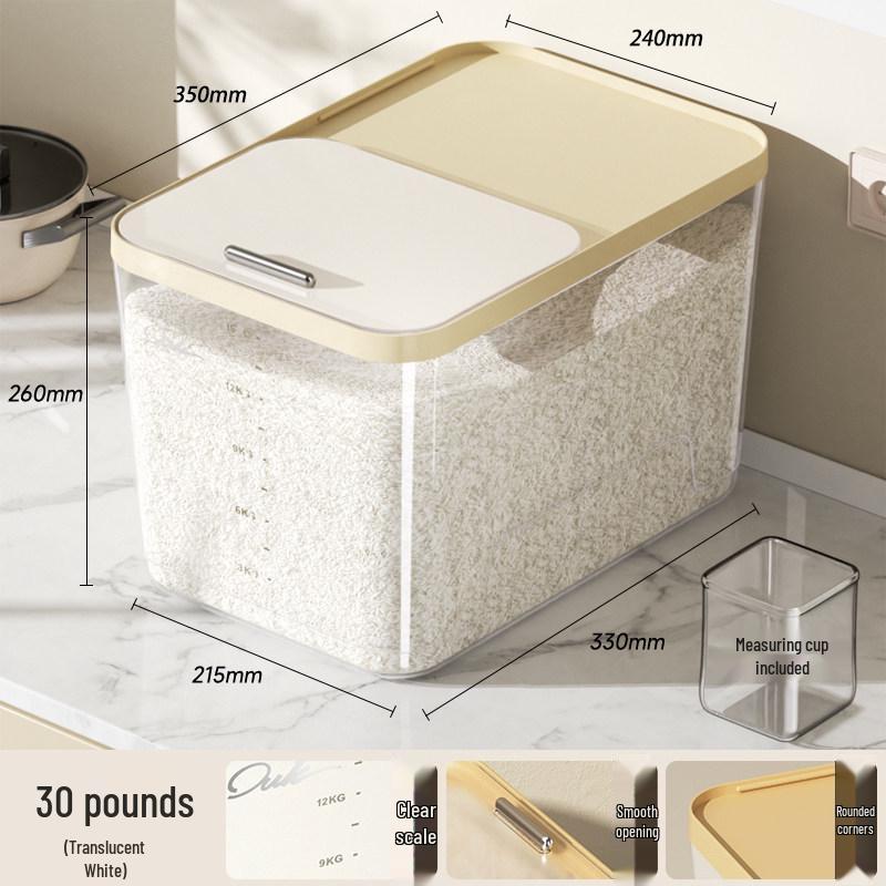 Contenitore Push-Pull per Riso di Grado Alimentare - Grande Contenitore Spesso per Riso e Farina
