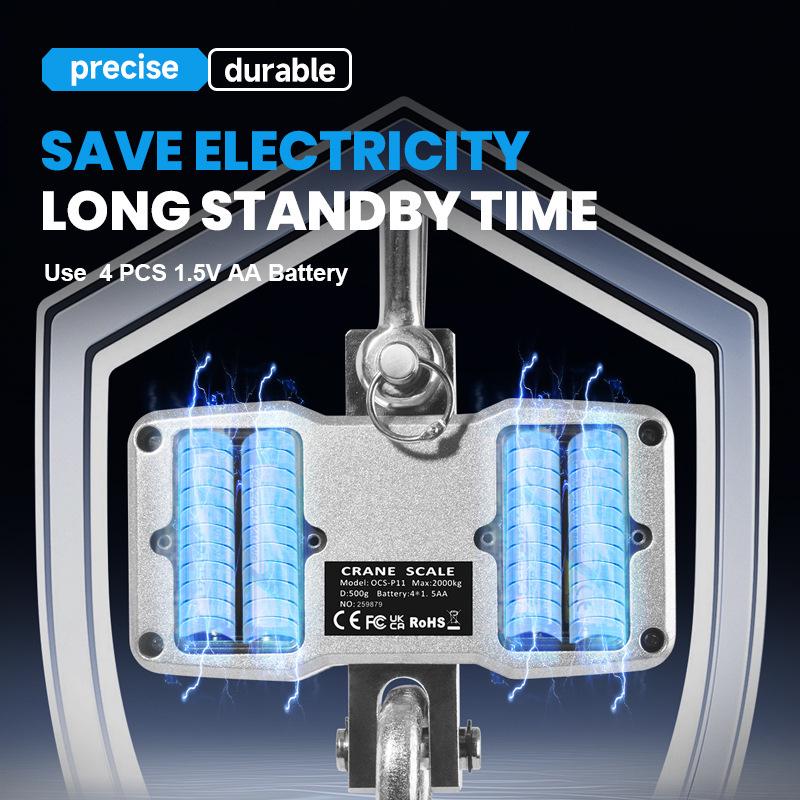 Precise Digital Crane Scale: 2000kg Capacity Hanging Hook with Display