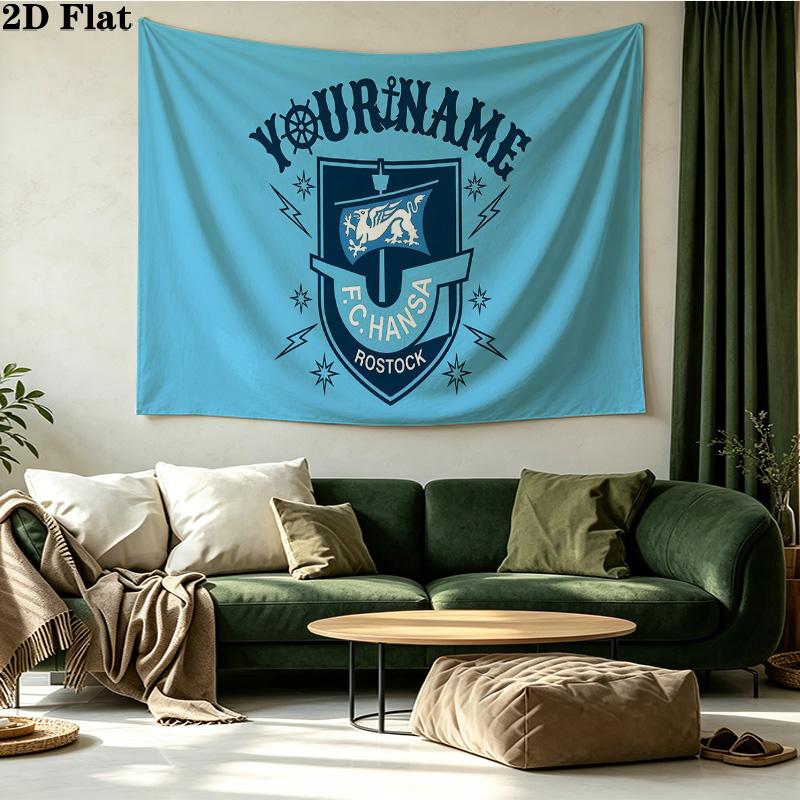 Benutzerdefinierte Name FC Hansa Rostock Gedruckte Wandteppich – Wandbehang für Schlafzimmer, Studentenwohnheime und Heimdekoration