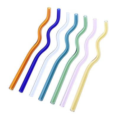 1pcs Glass Straw Wave Colored Straw Coffee Tea Drinking Straw Safe High Borosilicate Glass Straws