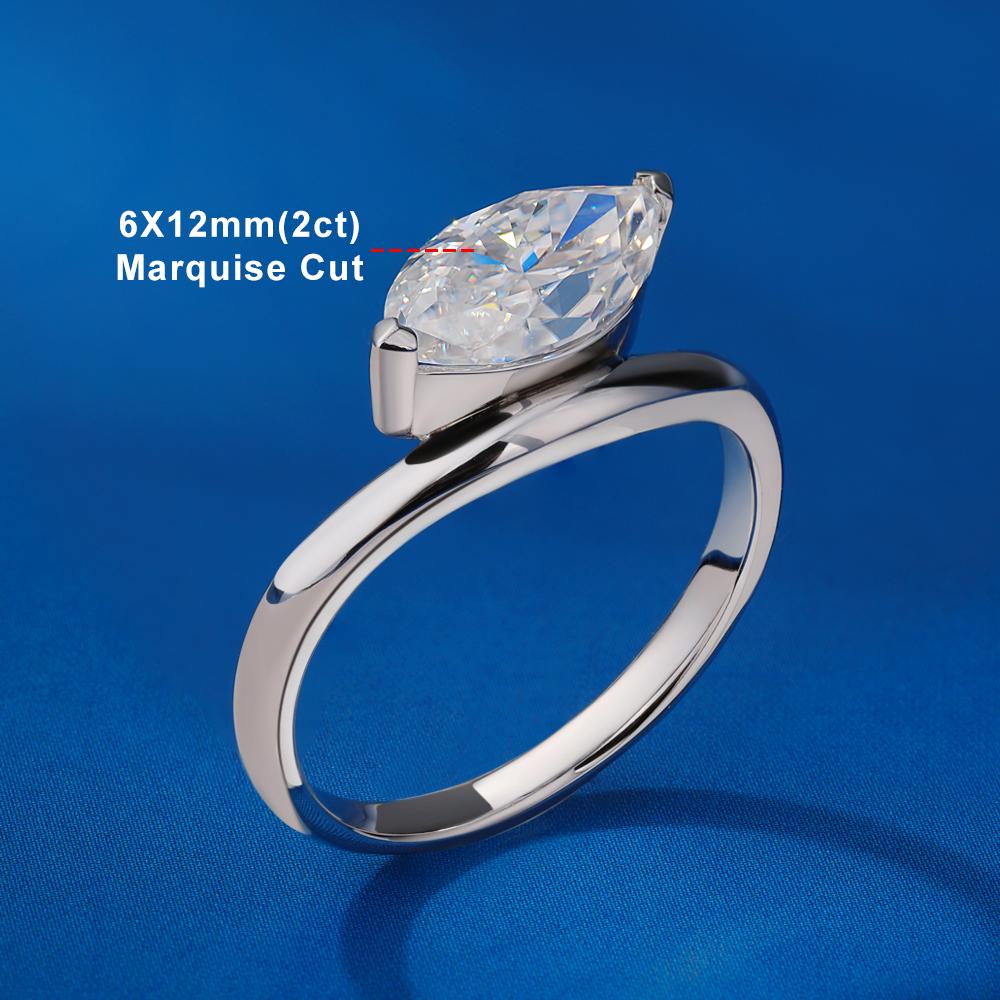 2Carat East West Marquise Cut Moissanite Rings 100% CopperSolitaire Diamond Engagement Ring Wedding Bands Jewelry
