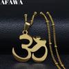 Buddhist OM Mala Yoga Chakra Stainless Steel Chain Necklace for Women Gold Color Buddha Necklace Jewelry Gift Collares N1102S02