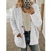Fall Winter Women's Solid Color Woolen Fleece Warm Casual Cardigan Jacket Plus Size Top