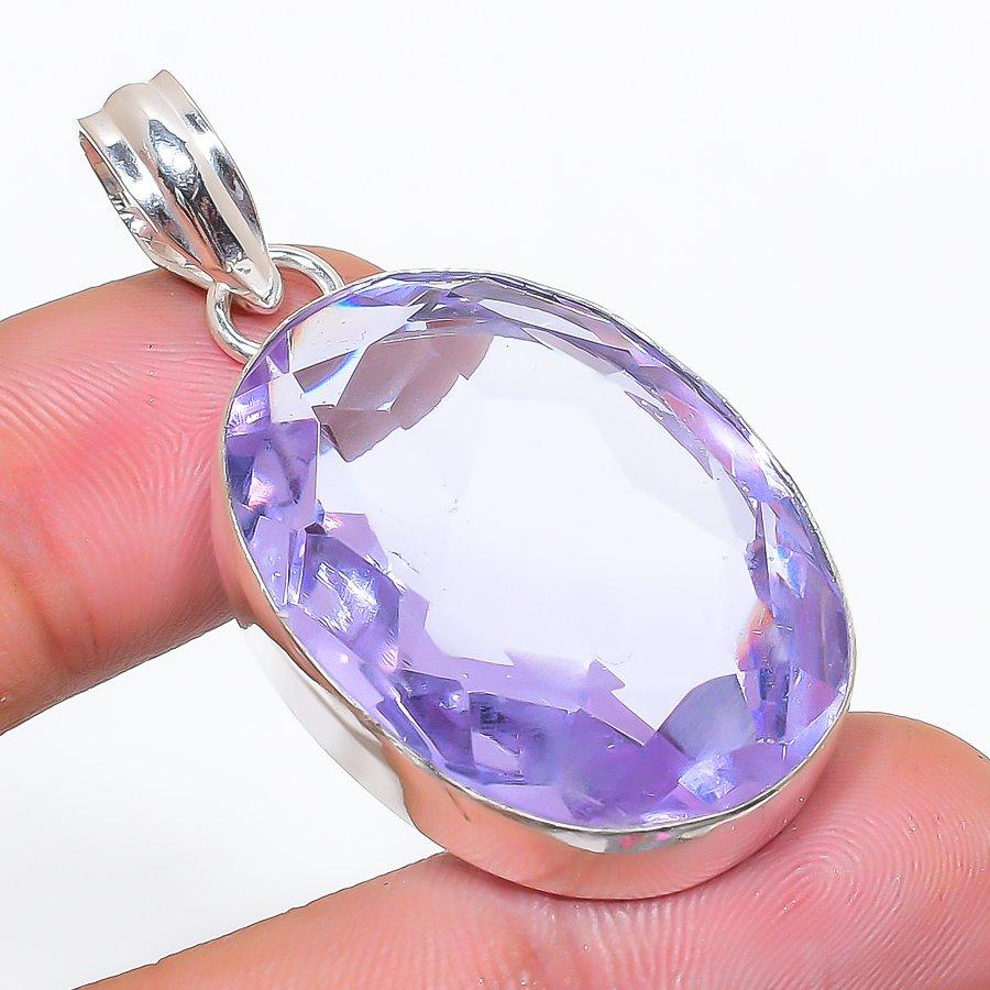 Natural Lavender Gemstone 925 Sterling Silver Jewelry Pendant 1.97" AP-14140