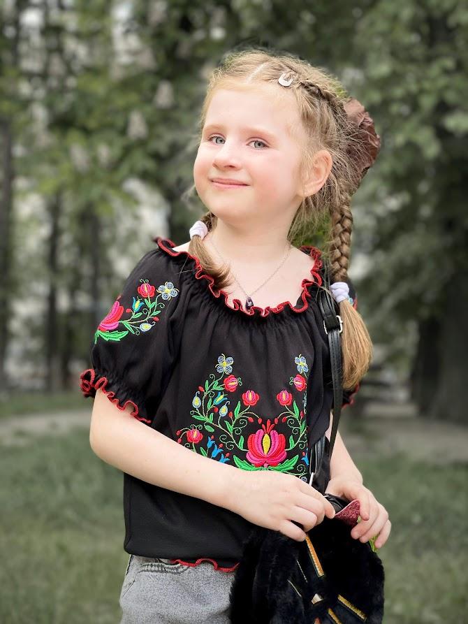 Girls’ Embroidered Short Sleeve Shirt – Lightweight & Festive Look, Summer, 6366-015-22 HC