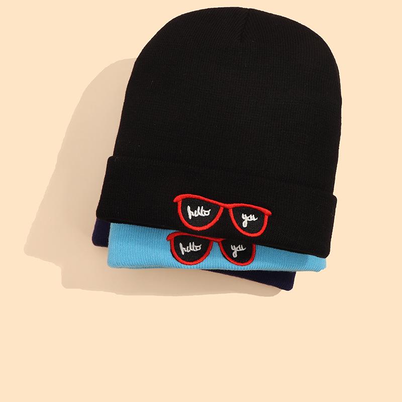 Trendy Korean Style Kids' Embroidered Knit Hat - Cute, Warm, Unisex Autumn/Winter Wool Cap