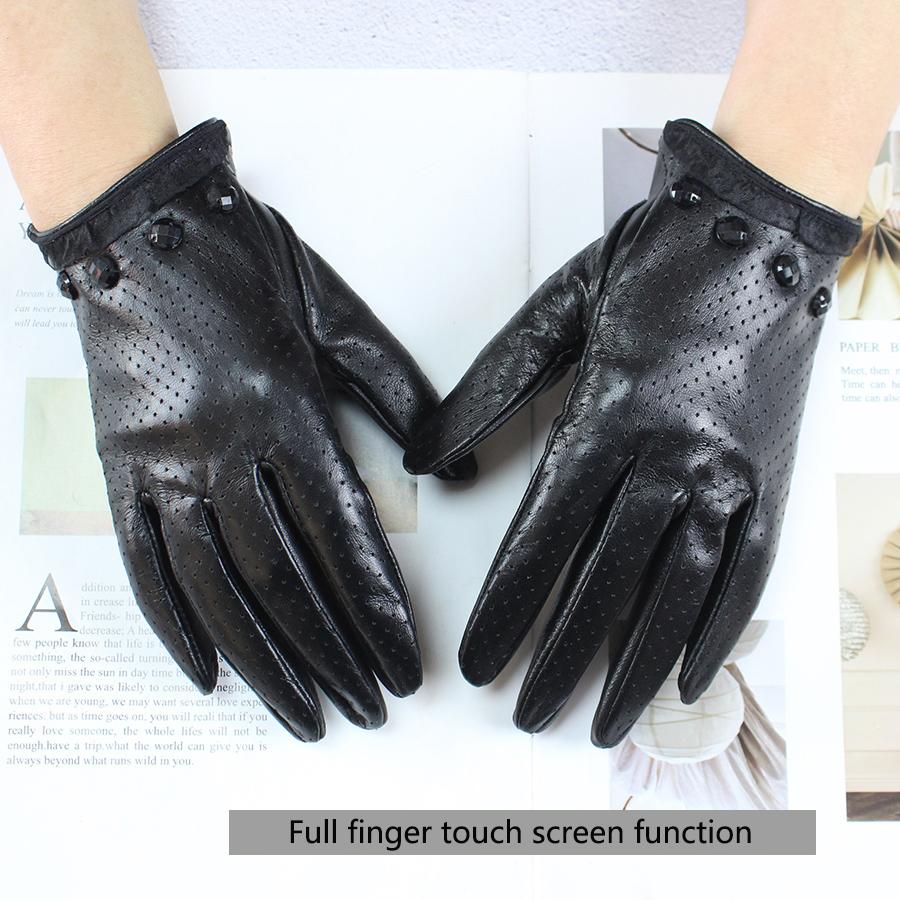 

Кожаные Водительские Модные Водительские Перчатки Женские Тонкие Без Подкладки Перфорированные Ажурные Короткие Весенне-Осенние Велосипедные Перчатки 8 1/2