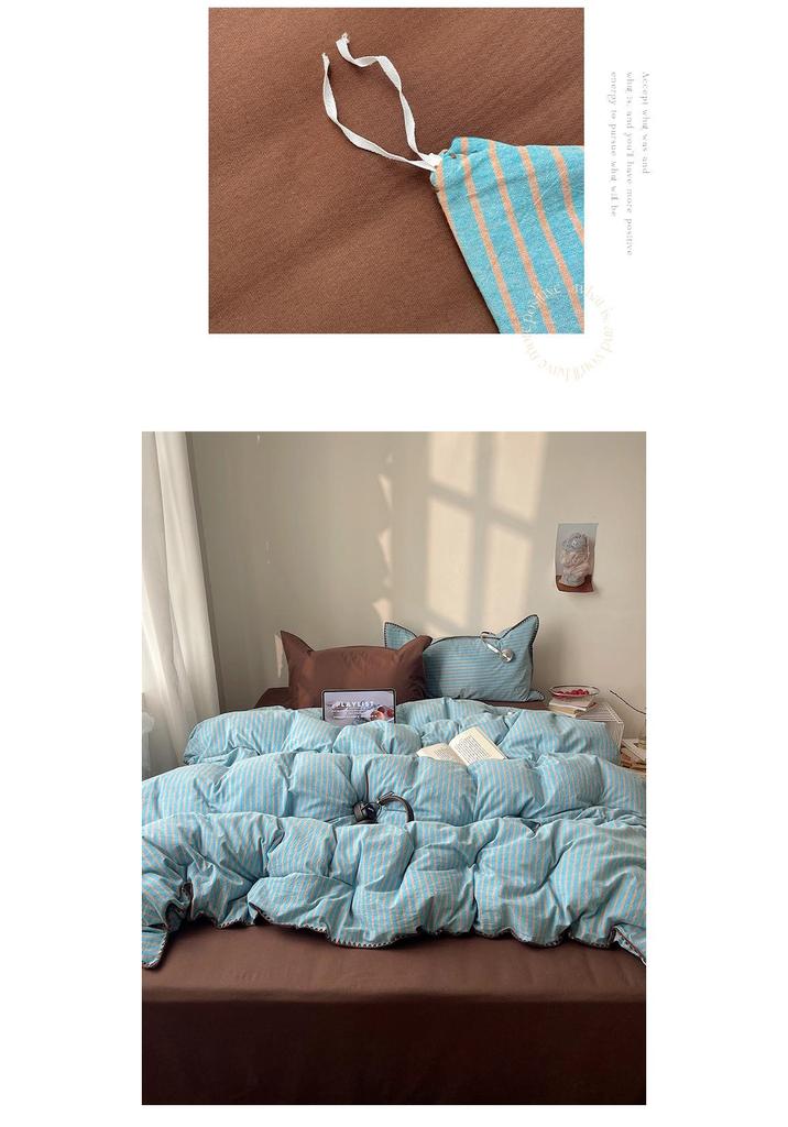 Premium Washed Cotton Bedding Set - 2026 Edition, Luxurious All-Season Four-Piece with Shell Edge Design