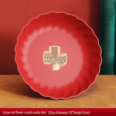ZISIZ Red 'Happiness' & 'Fortune' Plastic Festive Fruit Plate