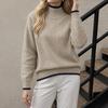 2026 Autumn/Winter Women's Color Block Half-High Collar Knit Pullover Sweater