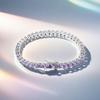 Elegant Micro-Set Zircon Tennis Bracelet Women Men Minimalist Geometric Design In Gold Tone