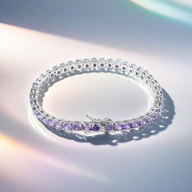 Elegant Micro-Set Zircon Tennis Bracelet Women Men Minimalist Geometric Design In Gold Tone