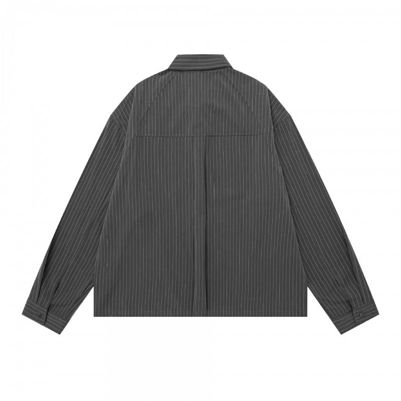 Mens Korean Style Striped Cotton Shirt Cleanfit Loose Fit Long Sleeve Casual