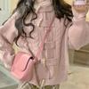 Toggle Buttons Women's Sweater Solid Hooded Cable Knit Texture Long Sleeve Cardigan Autumn New Version Loose Sweet Woman Top