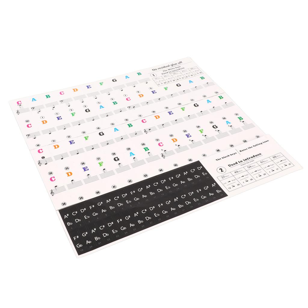 Piano Beginner Sticker Colorful Transparent Removable Large Letter Reusable Piano Keyboard Sticker