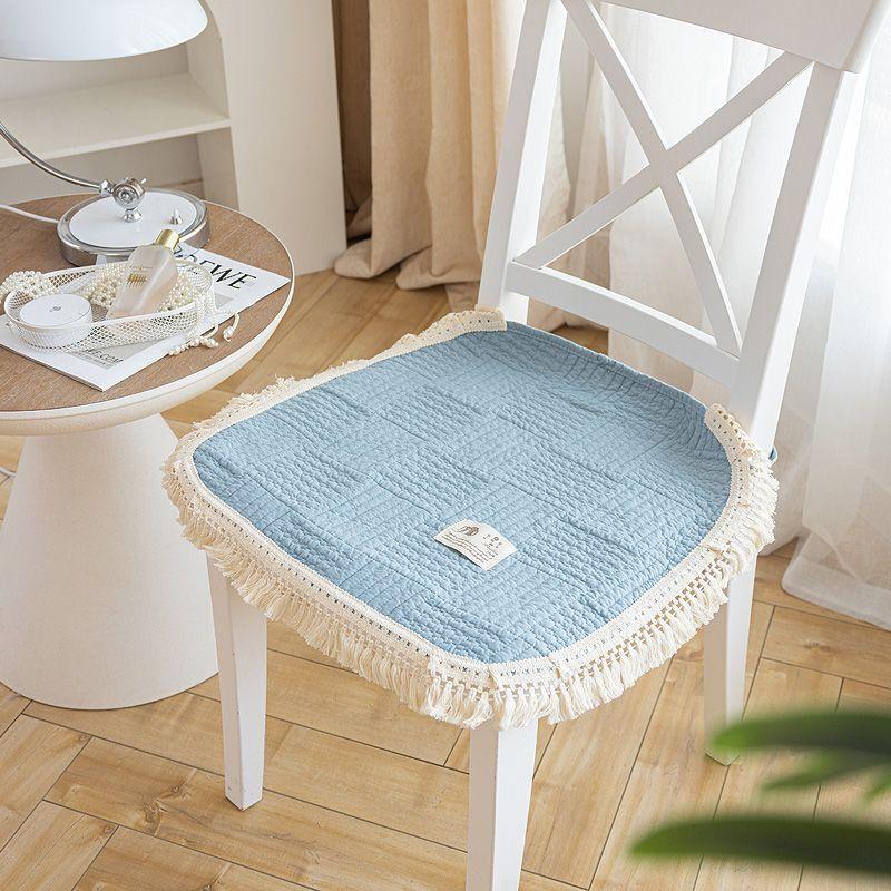 

Стиль Ткань из чистого хлопка Однотонная Подушка для стула Нескользящая Круглогодичная Нейтральный Чехол для обеденного стола и стула Подушка для табурета Офисная подушка Минималистичный Blue 40*40 horseshoe with straps