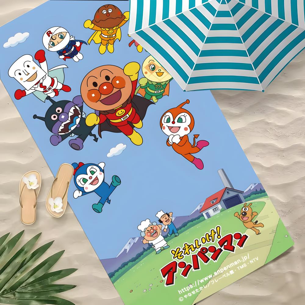 Cartoon A-ANPANMAN Towel Polyester Beach Towel Quick Dry Sand Free Bath Towel for Summer Pool Travel Vacation