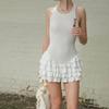 European and American New Dresses Women's Round Neck Sleeveless Stacked Ruffle Edge Short Skirts Sexy Babes Dress