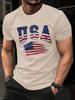 Summer Unisexs 100 Cotton Casual Fashion American Flag Pattern Printed Loose Sport Round Neck Short Sleeve Tshirt