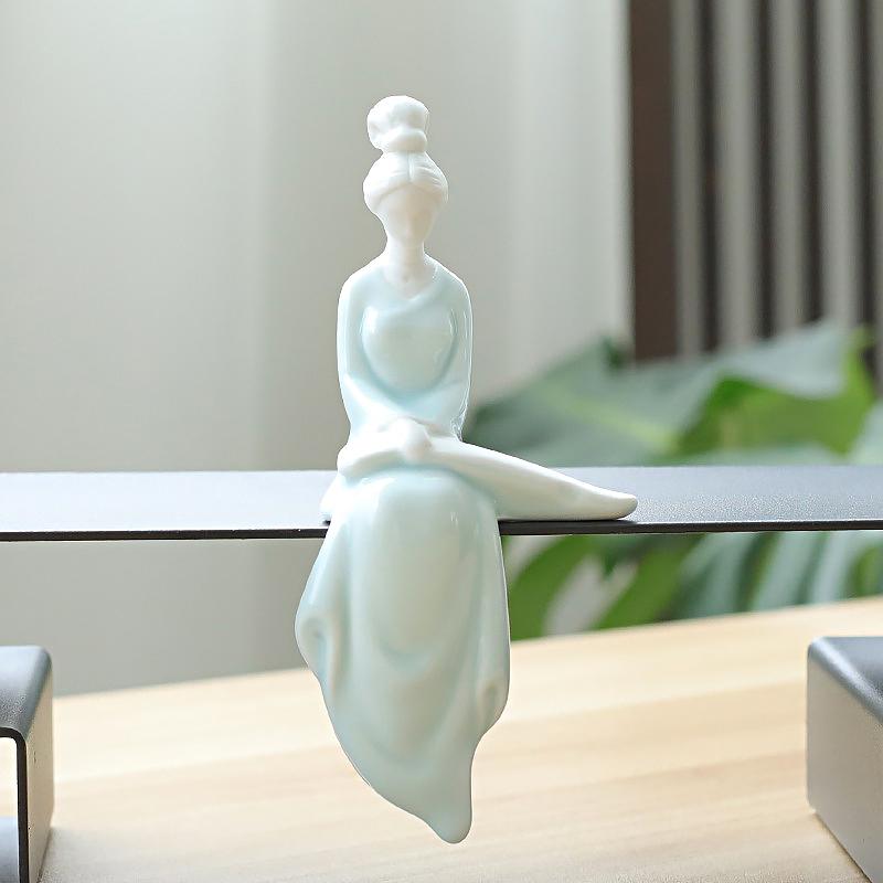 1Pcs  Ornament Teahouse Beauty Ornament Ceramic Crafts Tea Pet Leisure Maid