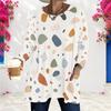 Women Plus Size Round Neck Long Sleeve Geometric Printed Loose Longline T Shirt With Pockets