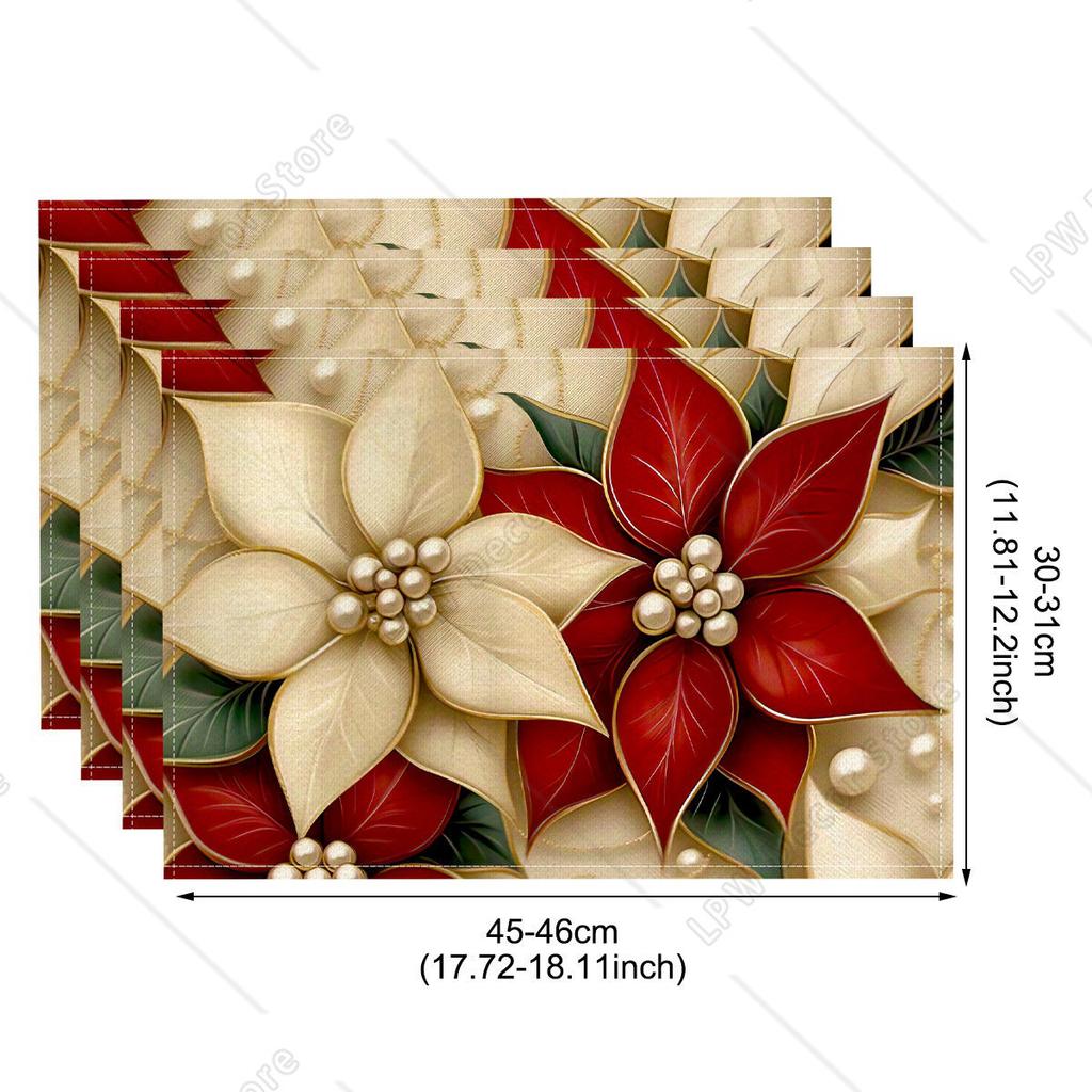 4/6 Pezzi Tovagliette di Lino per Natale Babbo Natale Stampate Decorazioni Natalizie per Casa Cucina 2025 Xmas Navidad Noel Decorazioni Tavola