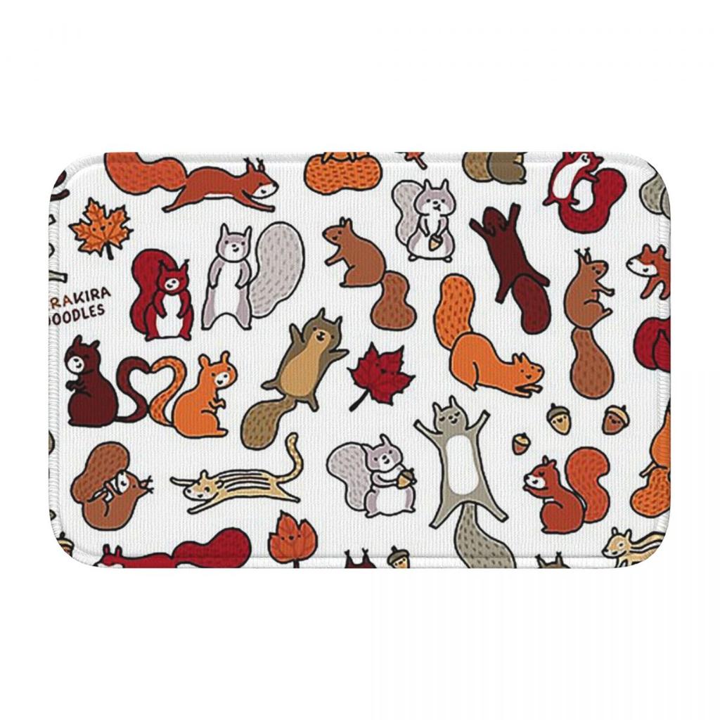 Squirrels In Fall Doodle Doormat Kitchen Entrance Home Floor Mat Non-slip Carpet Rug for Living room Footpad Mats