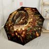 Golden Horse A Festive Christmas Ornament Compact Travel Automatic Umbrella Sturdy 8Rib Shaft Compact Design Allseason Women'S Umbrella For Travel