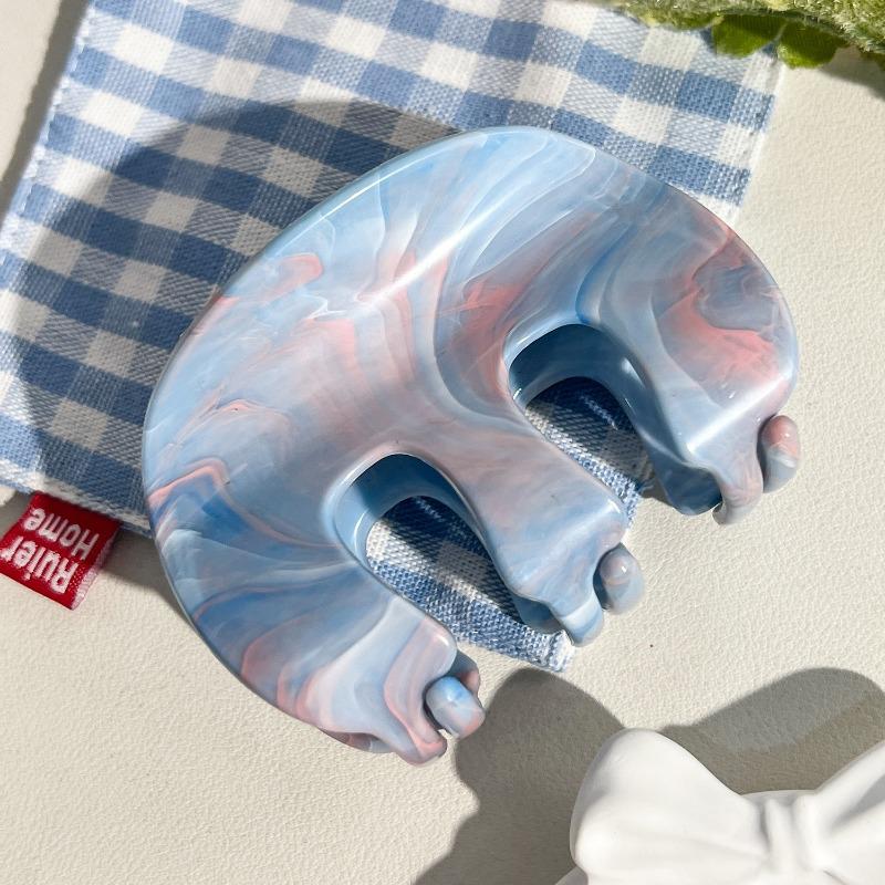 M-shaped Pumpkin Claw Clip High-end Marble Ponytail Hair Clip Back of The Head Updo Shark Clip Hair Accessory