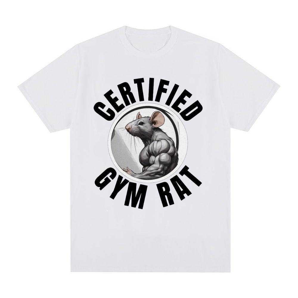 Certified Gym Rat Tshirt Pump Cover Fitness Mouse Unisexs Clothing Graphic Tshirts Unisex Cotton Oversized Short Sleeve Tee Shirts