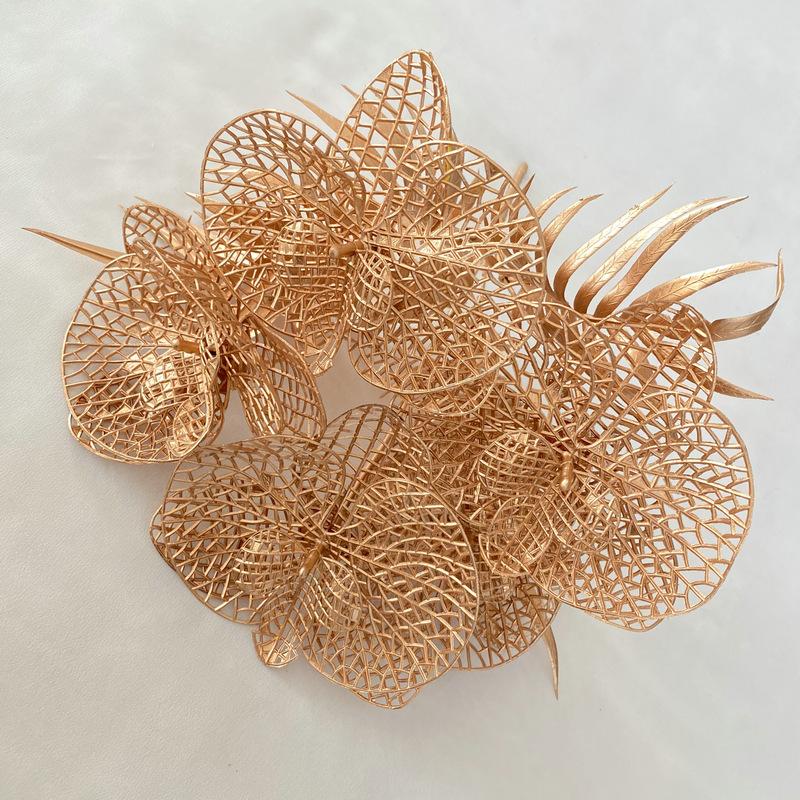 

1PC Gold Phalaenopsis Silver 3D Lotus Ancient Bronze Peach Blossom Wedding Desktop Flower Arrangement Simulation Flower 1pc
