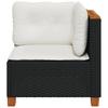 Garden Corner Sofa with Cushions Black Poly Rattan