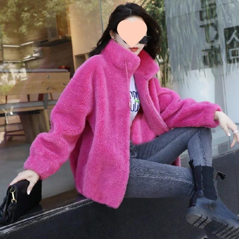 

Флисовая утолщенная куртка женская модная зимняя двухсторонняя флисовая теплая водолазка женский кардиган на молнии флисовая одежда женская 6XL розы красного