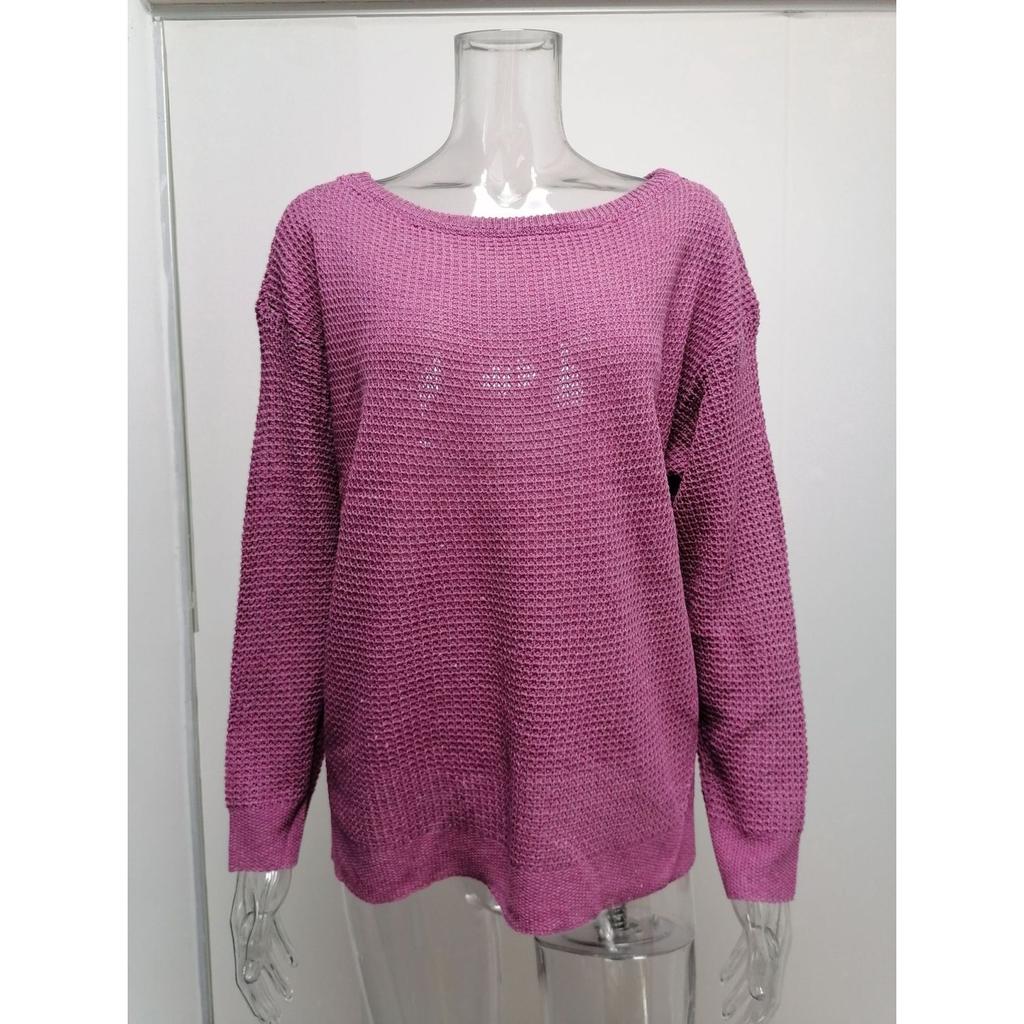 Women's Autumn and Winter Solid Color Long Sleeve Round Neck Loose Sweater