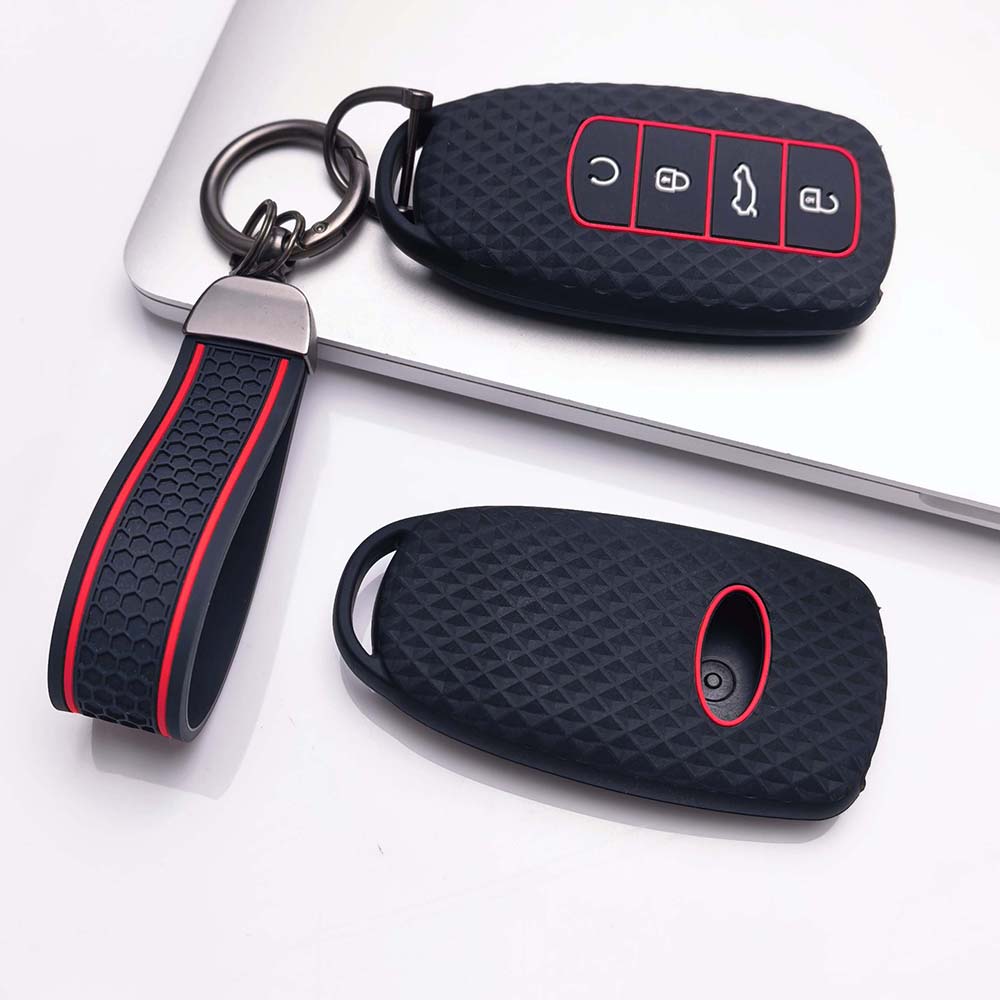 Key Fob Cover for Chery Tiggo with Keychain Anti-Scratch Guard Shockproof Protection Soft Grip Texture Responsive Button Touch Dust Resistant Cover